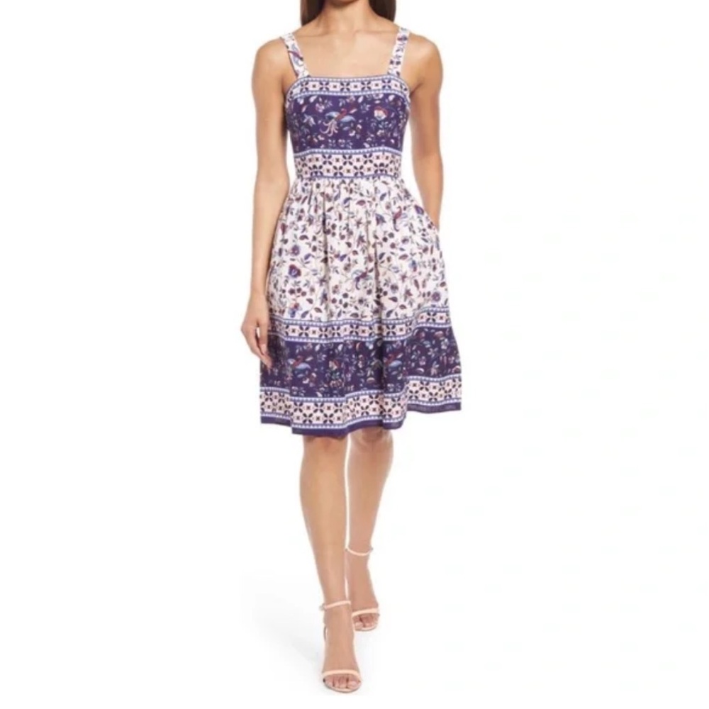 Eliza J Linen Floral Sundress Midi Dress size 8 $148